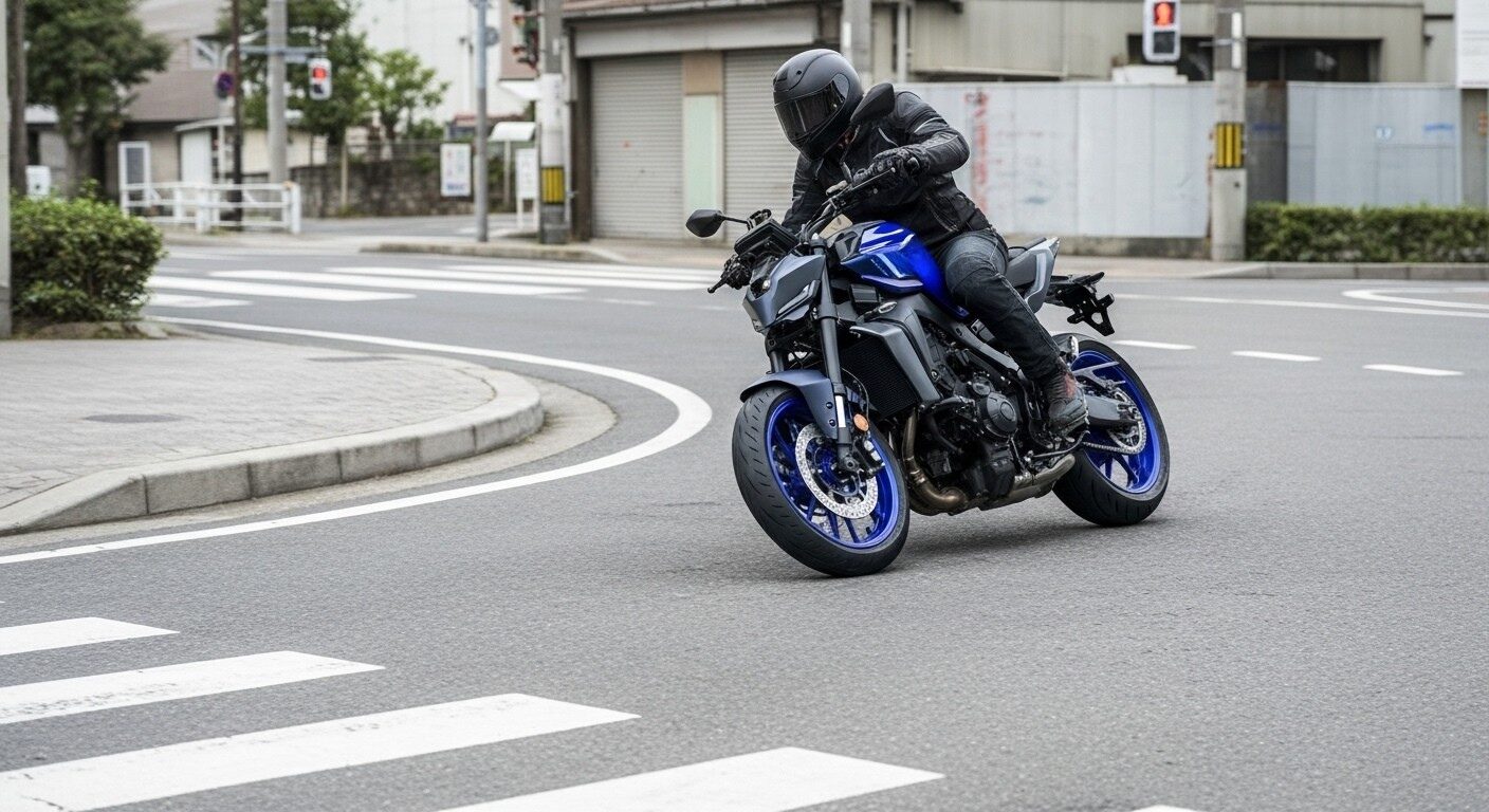 MT-09のハンドル切れ角は?